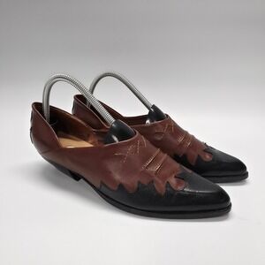 Nicole Austin Bootie Womens 9M Brown Black Leather Western Low Cut Cowgirl Ankle